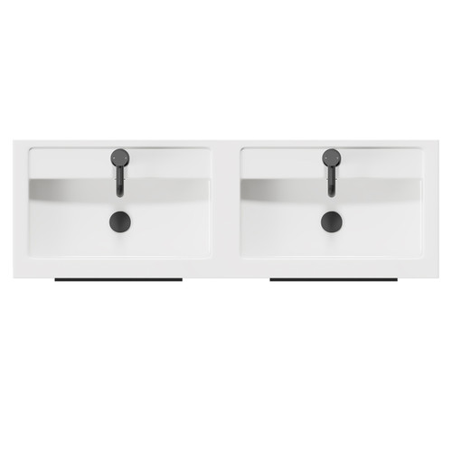 Napoli Olive Green 1200mm Wall Mounted Vanity Unit with Polymarble Double Basin and 4 Drawers with Matt Black Handles View From Top Napoli Olive Green 1200mm Wall Mounted Vanity Unit with Polymarble Double Basin and 4 Drawers with Matt Black Handles View From Top