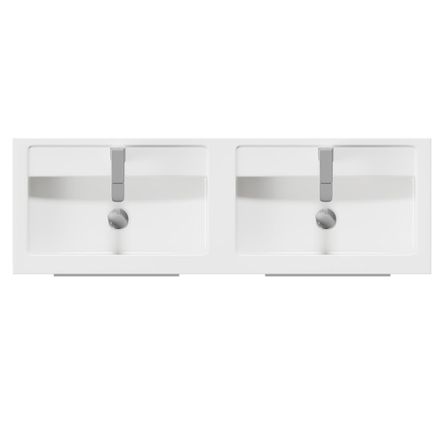 Napoli Molina Ash 1200mm Wall Mounted Vanity Unit with Polymarble Double Basin and 4 Drawers with Polished Chrome Handles View From Top