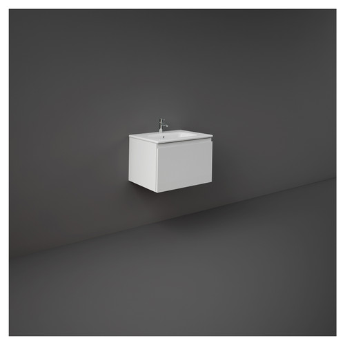 RAK Joy Uno Gloss White 600mm Wall Hung Single Drawer Vanity Unit - UNOWH060PWH