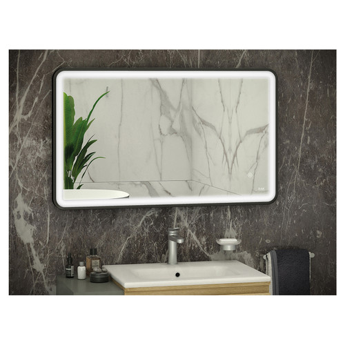 RAK Art Matt Black 600mm x 1200mm Soft Illuminated LED Mirror - RAKARTSFMB5004