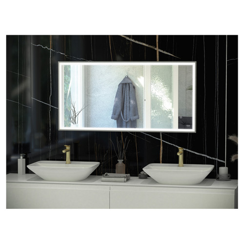 RAK Art Brushed Nickel 600mm x 1200mm Square LED Mirror - RAKARTSQBN5004
