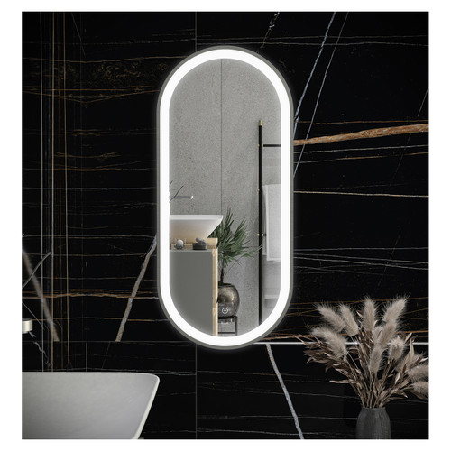 RAK Picture Brushed Nickel 450mm x 1000mm Oval Illuminated LED Mirror - RAKPICOVBN5001