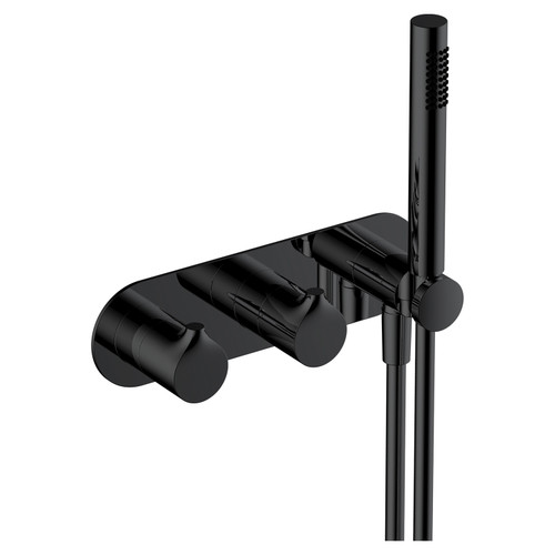 RAK Sorrento Matt Black Horizontal Concealed Thermostatic Dual Control Shower Valve with Handset - RAKSOR3305B