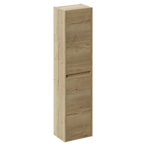 Montego Autumn Oak 350mm x 1400mm Wall Mounted Tall Storage Unit with 2 Doors Left Hand View