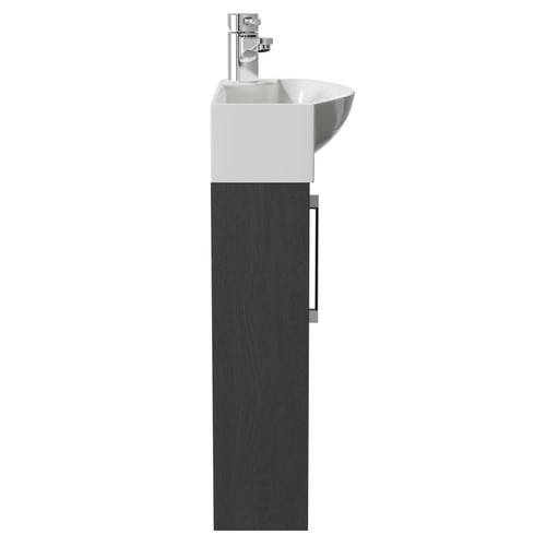Horizon Graphite Grey 440mm Wall Mounted Vanity Unit with 1 Tap Hole Left Hand Basin and Single Door with Polished Chrome Handle Side View