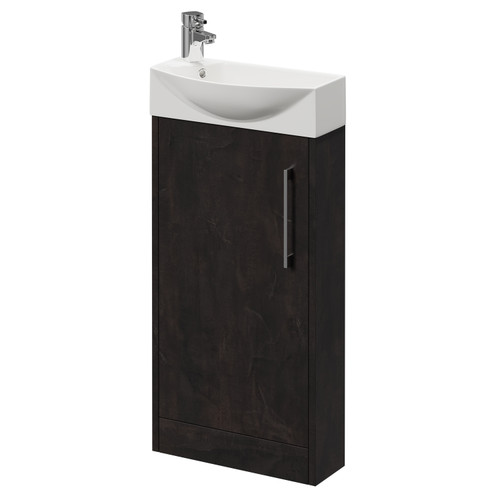 Horizon Metallic Slate 440mm Floor Standing Vanity Unit with 1 Tap Hole Right Hand Basin and Single Door with Polished Chrome Handle Right Hand View