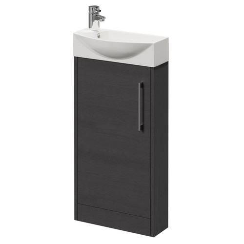 Horizon Graphite Grey 440mm Floor Standing Vanity Unit with 1 Tap Hole Right Hand Basin and Single Door with Polished Chrome Handle Right Hand View