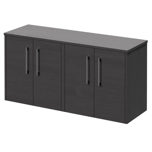 Horizon Graphite Grey 1200mm Wall Mounted Vanity Unit for Countertop Basins with 4 Doors and Polished Chrome Handles Right Hand View
