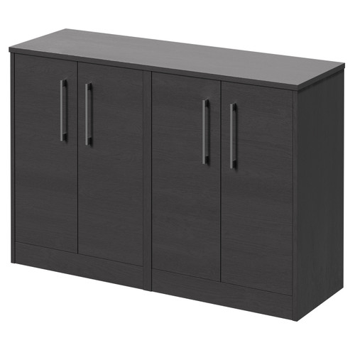 Horizon Graphite Grey 1200mm Floor Standing Vanity Unit for Countertop Basins with 4 Doors and Polished Chrome Handles Right Hand View