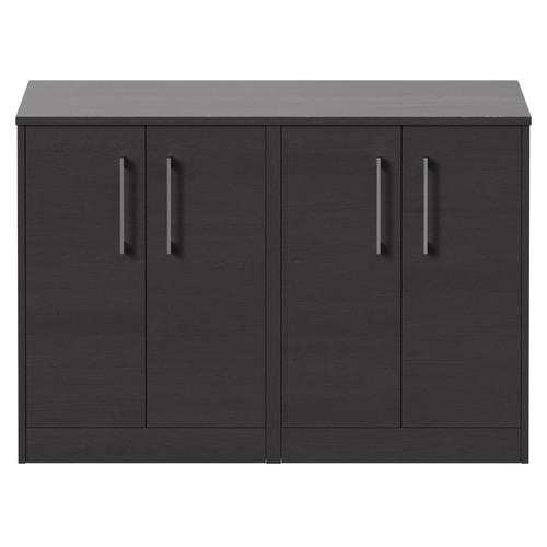 Horizon Graphite Grey 1200mm Floor Standing Vanity Unit for Countertop Basins with 4 Doors and Polished Chrome Handles Front View