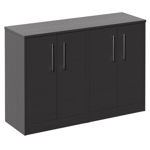 Horizon Graphite Grey 1200mm Floor Standing Vanity Unit for Countertop Basins with 4 Doors and Polished Chrome Handles Left Hand View