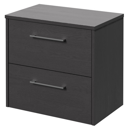 Horizon Graphite Grey 600mm Wall Mounted Vanity Unit for Countertop Basins and 2 Drawers with Polished Chrome Handles Right Hand View