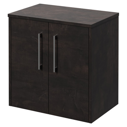 Horizon Metallic Slate 600mm Wall Mounted Vanity Unit for Countertop Basins and 2 Doors with Polished Chrome Handles Right Hand View
