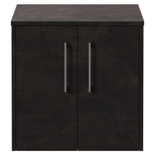 Horizon Metallic Slate 600mm Wall Mounted Vanity Unit for Countertop Basins and 2 Doors with Polished Chrome Handles View from Front