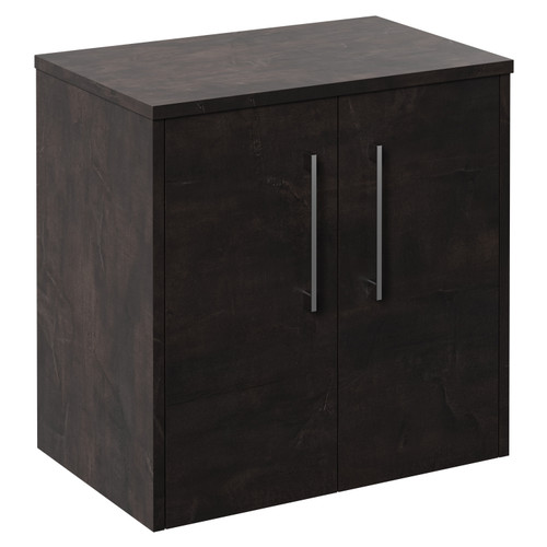 Horizon Metallic Slate 600mm Wall Mounted Vanity Unit for Countertop Basins and 2 Doors with Polished Chrome Handles Left Hand View