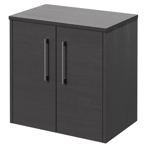 Horizon Graphite Grey 600mm Wall Mounted Vanity Unit for Countertop Basins and 2 Doors with Polished Chrome Handles Right Hand View
