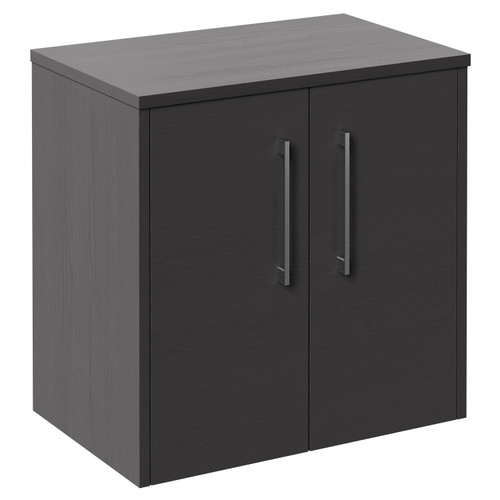 Horizon Graphite Grey 600mm Wall Mounted Vanity Unit for Countertop Basins and 2 Doors with Polished Chrome Handles Left Hand View