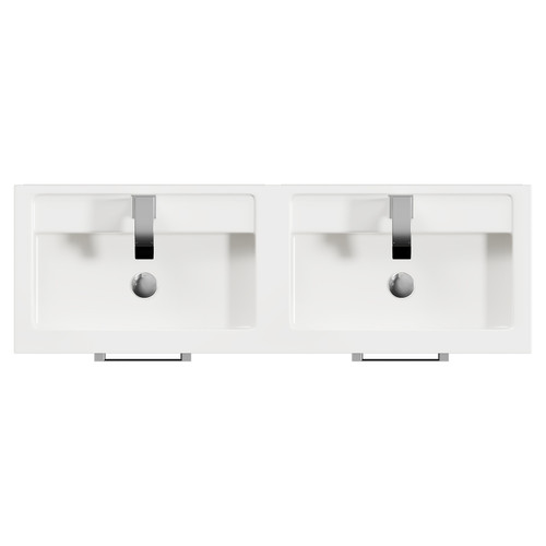Horizon Metallic Slate 1200mm Wall Mounted Vanity Unit with Polymarble Double Basin and 2 Drawers with Polished Chrome Handles View from Top