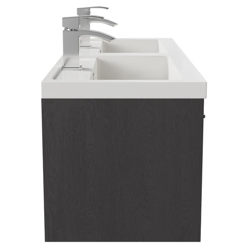 Horizon Graphite Grey 1200mm Wall Mounted Vanity Unit with Polymarble Double Basin and 2 Drawers with Polished Chrome Handles Side View