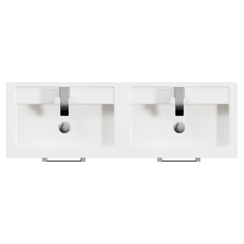 Horizon Graphite Grey 1200mm Wall Mounted Vanity Unit with Polymarble Double Basin and 2 Drawers with Polished Chrome Handles Top View
