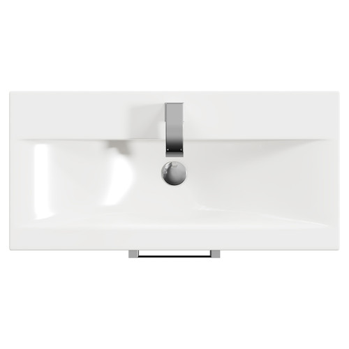 Horizon Metallic Slate 800mm Wall Mounted Vanity Unit with 1 Tap Hole Basin and 2 Drawers with Polished Chrome Handles View from Top