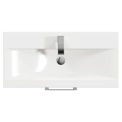 Horizon White Ash 800mm Wall Mounted Vanity Unit with 1 Tap Hole Basin and Single Drawer with Polished Chrome Handle View from Top