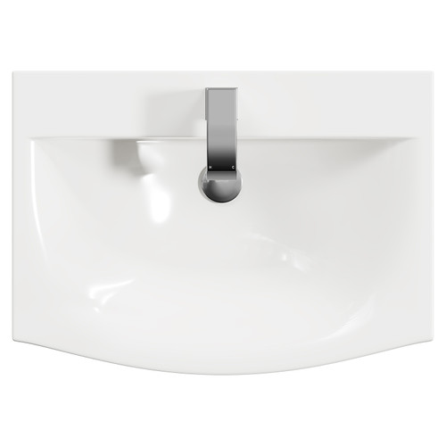 Horizon Graphite Grey 600mm Wall Mounted Vanity Unit with 1 Tap Hole Curved Basin and 2 Doors with Polished Chrome Handles Top View