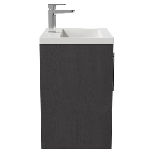 Horizon Graphite Grey 500mm Wall Mounted Vanity Unit with 1 Tap Hole Basin and 2 Doors with Polished Chrome Handles Side View