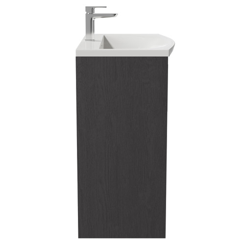 Horizon Graphite Grey 800mm Floor Standing Vanity Unit with 1 Tap Hole Curved Basin and 2 Doors with Polished Chrome Handles Side View