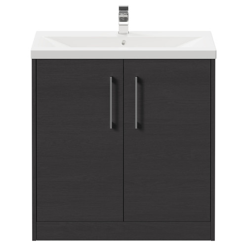 Horizon Graphite Grey 800mm Floor Standing Vanity Unit with 1 Tap Hole Basin and 2 Doors with Polished Chrome Handles Front View