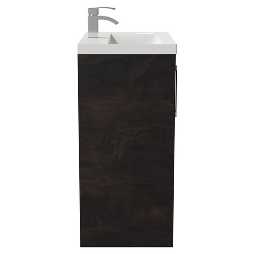 Horizon Metallic Slate 600mm Floor Standing Vanity Unit with 1 Tap Hole Basin and 2 Doors with Polished Chrome Handles View from Side