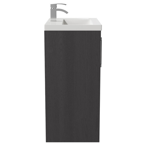 Horizon Graphite Grey 600mm Floor Standing Vanity Unit with 1 Tap Hole Basin and 2 Doors with Polished Chrome Handles Side View