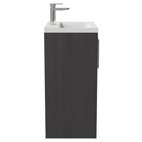 Horizon Graphite Grey 500mm Floor Standing Vanity Unit with 1 Tap Hole Basin and 2 Doors with Polished Chrome Handles Side View