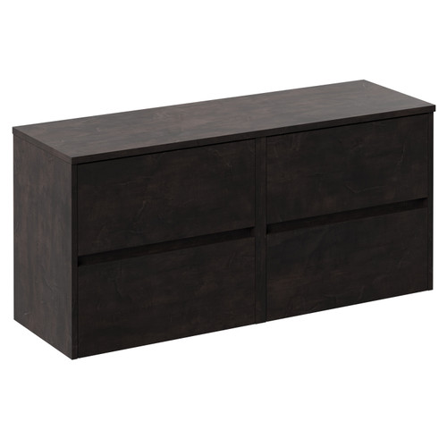 Montego Metallic Slate 1200mm Wall Mounted Vanity Unit for Countertop Basins with 4 Drawers Left Hand View
