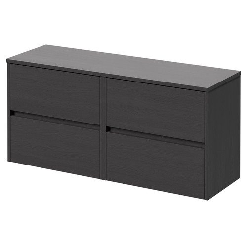 Montego Graphite Grey 1200mm Wall Mounted Vanity Unit for Countertop Basins with 4 Drawers Right Hand View