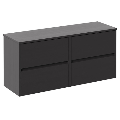 Montego Graphite Grey 1200mm Wall Mounted Vanity Unit for Countertop Basins with 4 Drawers Left Hand View