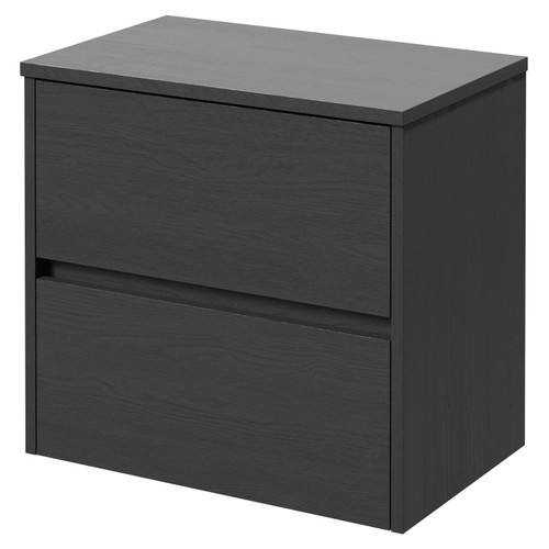 Montego Graphite Grey 600mm Wall Mounted Vanity Unit for Countertop Basins with 2 Drawers Right Hand View