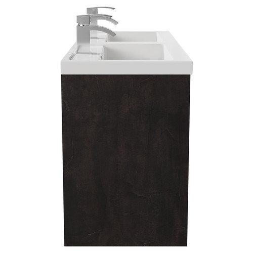 Montego Metallic Slate 1200mm Wall Mounted Vanity Unit with Polymarble Double Basin and 4 Drawers Side View