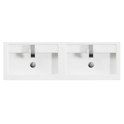 Montego Metallic Slate 1200mm Wall Mounted Vanity Unit with Polymarble Double Basin and 4 Drawers Top View