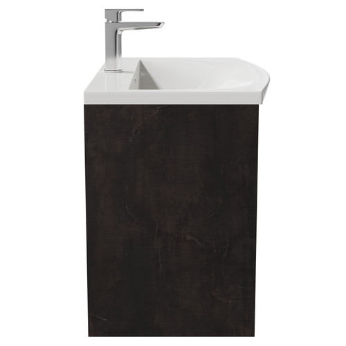 Montego Metallic Slate 800mm Wall Mounted Vanity Unit with 1 Tap Hole Curved Basin and 2 Drawers Side View