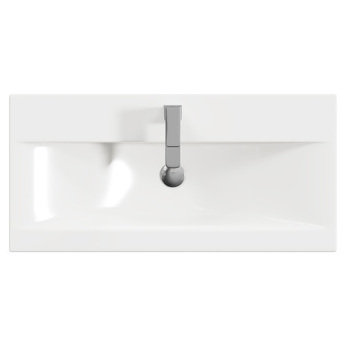 Montego Autumn Oak 800mm Wall Mounted Vanity Unit with 1 Tap Hole Basin and 2 Drawers View from Top