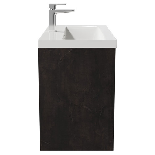 Montego Metallic Slate 800mm Wall Mounted Vanity Unit with 1 Tap Hole Basin and 2 Drawers View from Side