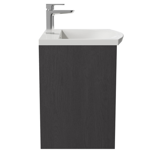 Montego Graphite Grey 500mm Wall Mounted Vanity Unit with 1 Tap Hole Curved Basin and 2 Drawers Side View