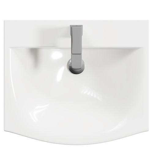 Montego Graphite Grey 500mm Wall Mounted Vanity Unit with 1 Tap Hole Curved Basin and 2 Drawers Top View