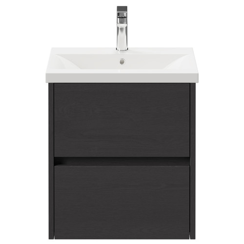 Montego Graphite Grey 500mm Wall Mounted Vanity Unit with 1 Tap Hole Basin and 2 Drawers Front View