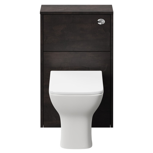 Horizon Metallic Slate 500mm Toilet Unit and Kingston Rimless Back to Wall Toilet Pan with Soft Close Toilet Seat Front View