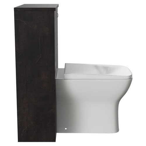 Horizon Metallic Slate 500mm Toilet Unit and Kingston Rimless Back to Wall Toilet Pan with Soft Close Toilet Seat Side View