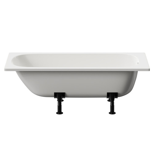 Cassia 1600mm x 700mm Straight Single Ended Steel Bath without Tap Holes including Legs Front View