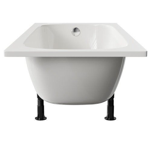 Cassia 1600mm x 700mm Straight Single Ended Steel Bath without Tap Holes including Legs Side View