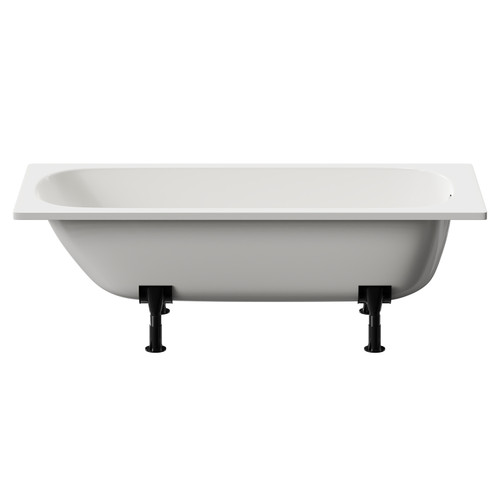 Cassia 1700mm x 700mm Straight Single Ended Steel Bath with without Tap Holes including Legs Front View